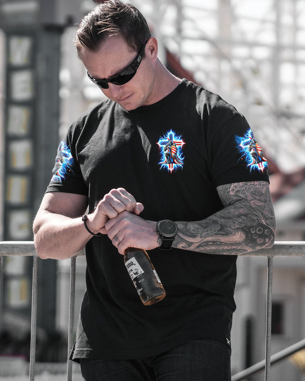 One Nation Under God Warrior Men's All Over Print Shirt - Tlno1605253