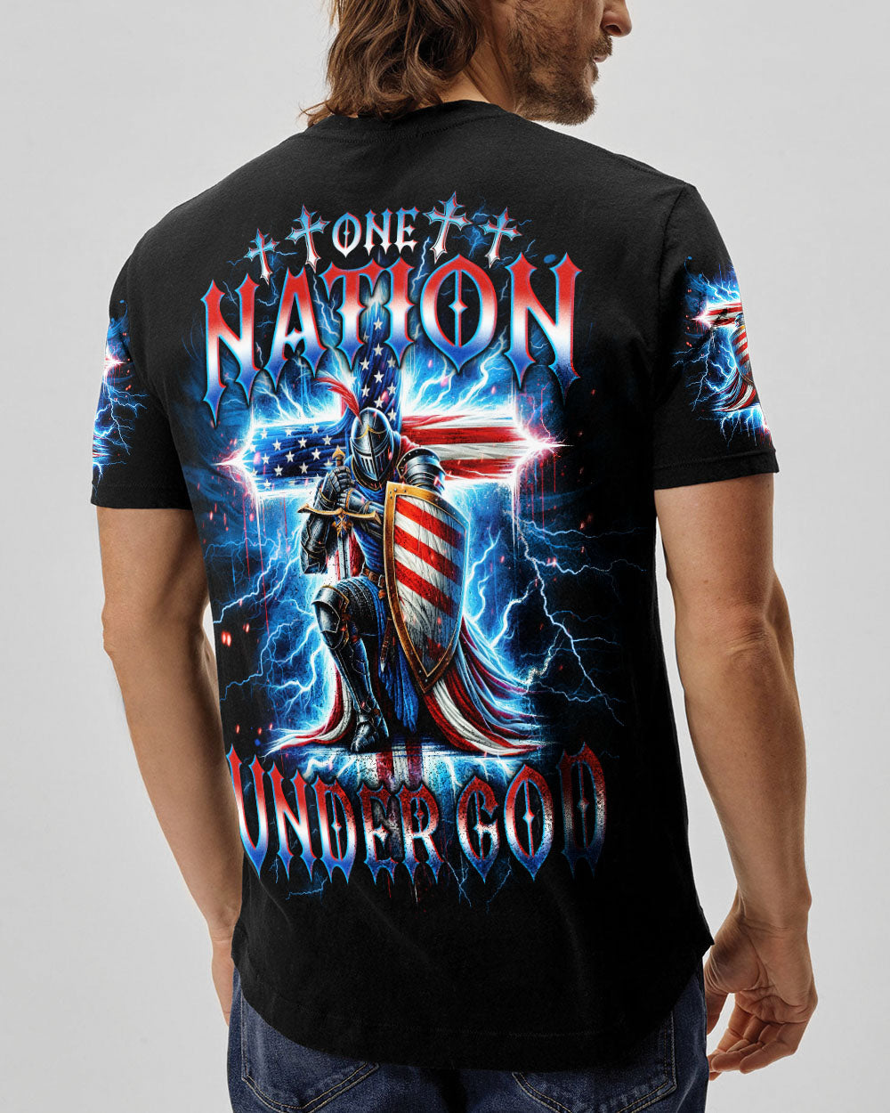 One Nation Under God Warrior Men's All Over Print Shirt - Tlno1605253