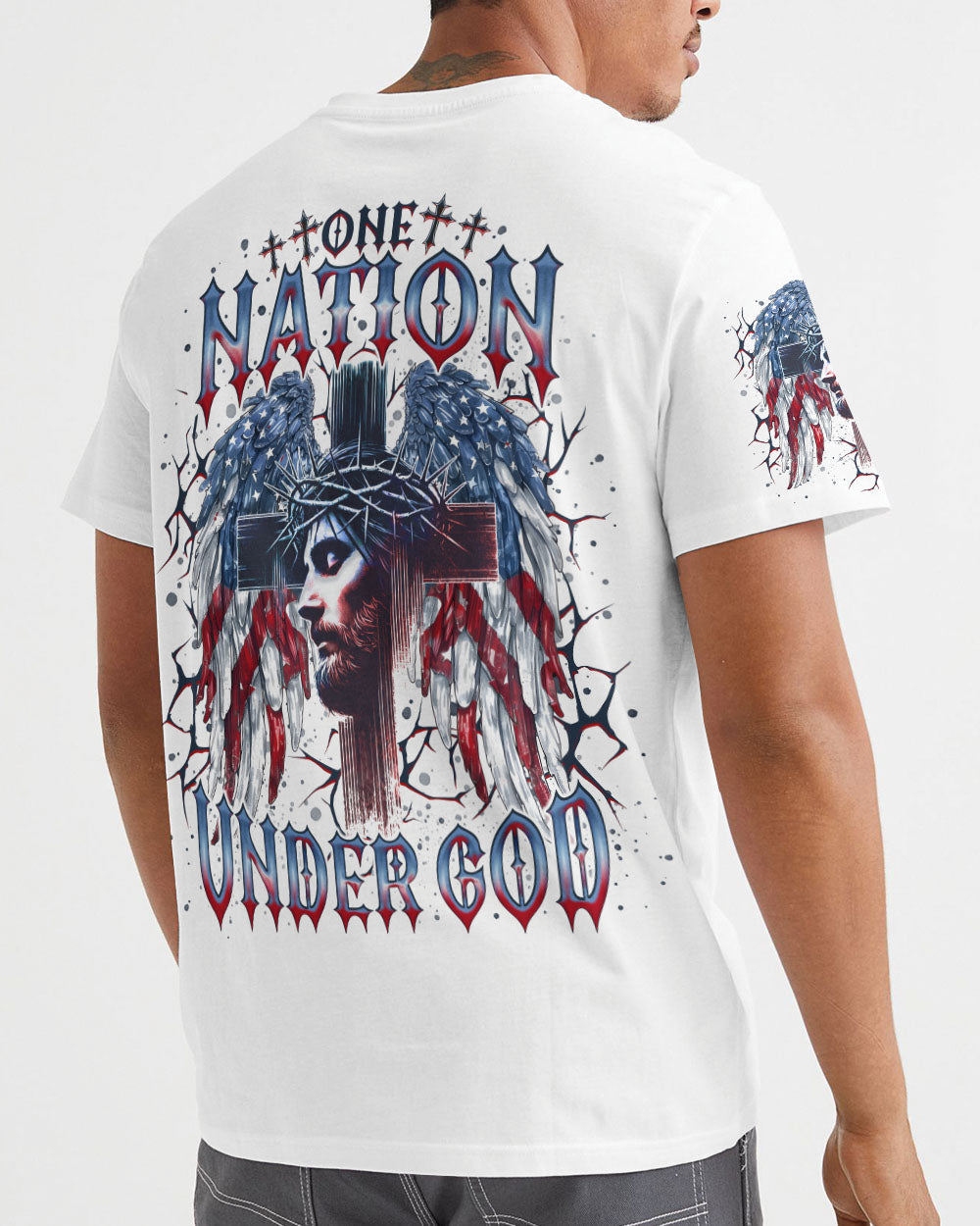 One Nation Under God Wings Men's All Over Print Shirt - Tlno2304252
