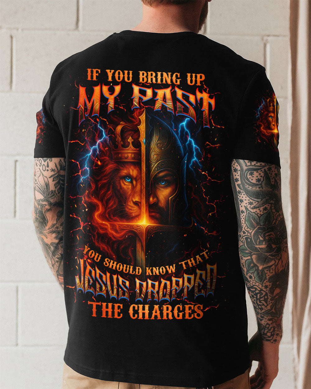 Jesus Dropped The Charges Lion Warrior Men's All Over Print Shirt - Tlnz2406253