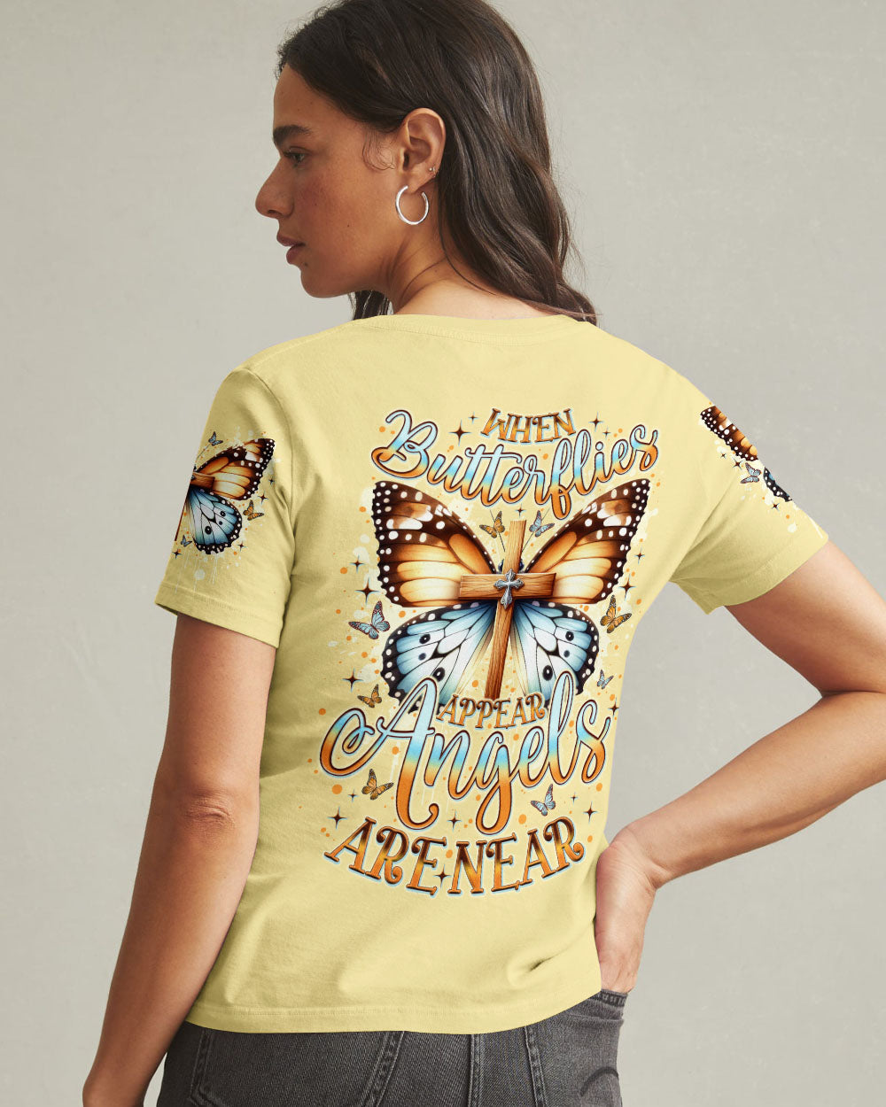 When Butterflies Appear Angels Are Near Women's All Over Print Shirt - Tlno0805251