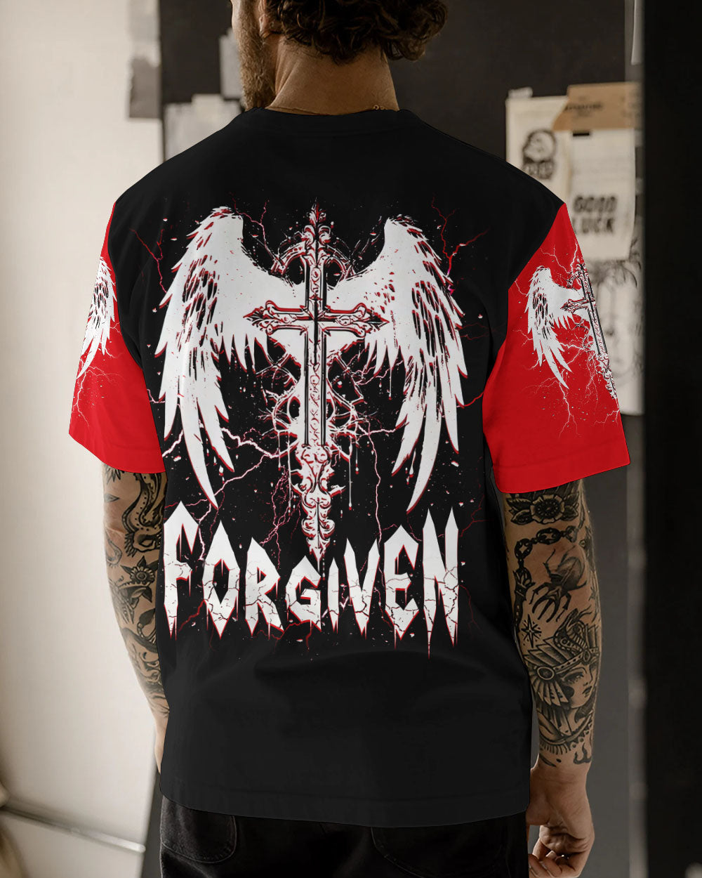 Forgiven Cross Wings Men's All Over Print Shirt - Tlnt1703252