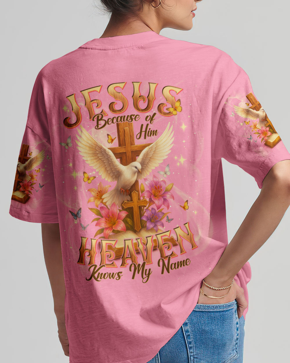 Jesus Because Of Him Heaven Knows My Name Women's All Over Print Shirt - Tlnt2504251