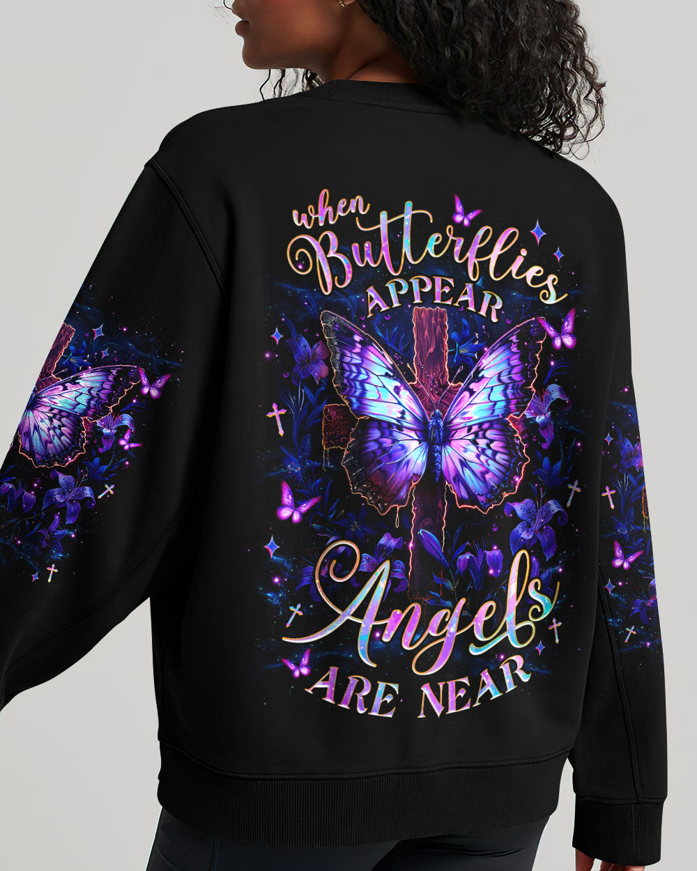 When Butterflies Appear Angels Are Near Women's All Over Print Shirt - Tlnz0906253