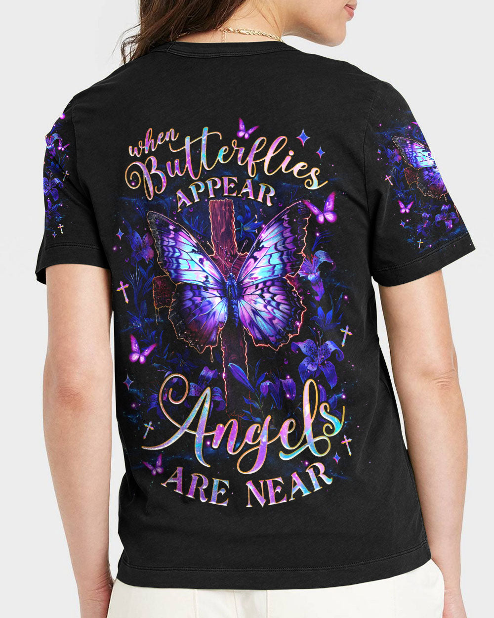 When Butterflies Appear Angels Are Near Women's All Over Print Shirt - Tlnz0906253