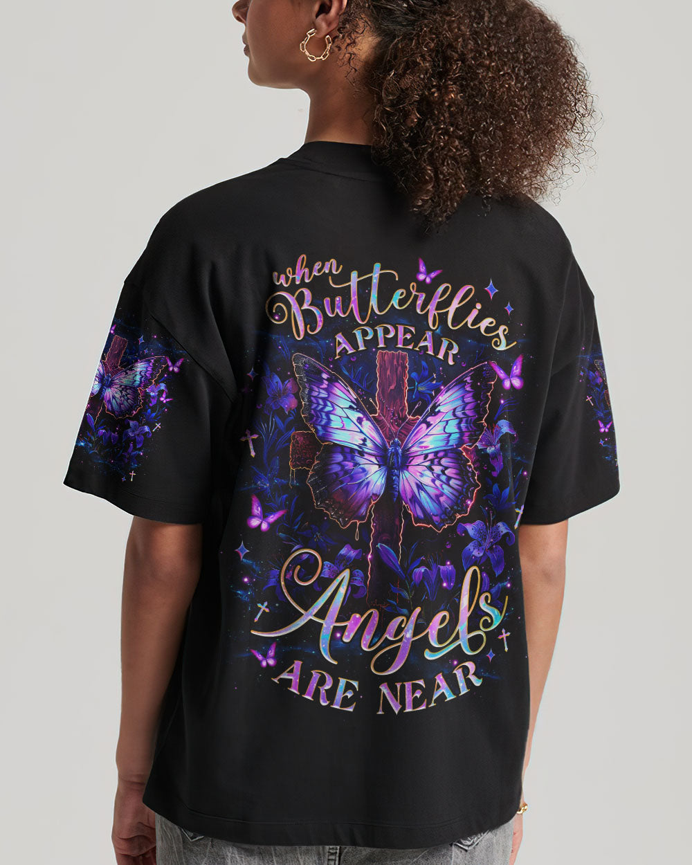 When Butterflies Appear Angels Are Near Women's All Over Print Shirt - Tlnz0906253