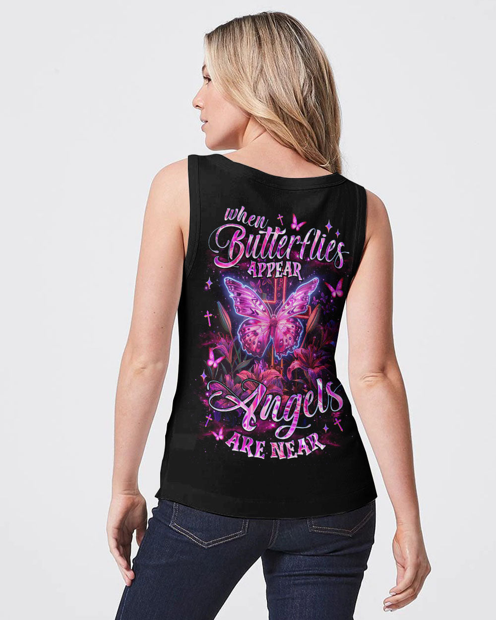 When Butterflies Appear Angels Are Near Women's All Over Print Shirt - Tlnz1806252