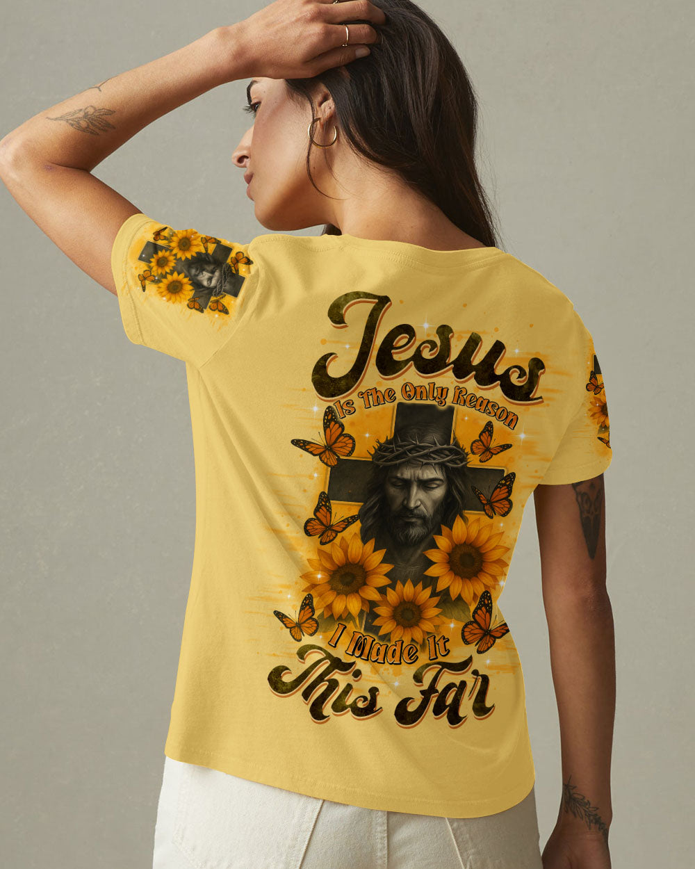 Jesus Is The Only Reason Cross Sunflower Women's All Over Print Shirt - Tltr1706252