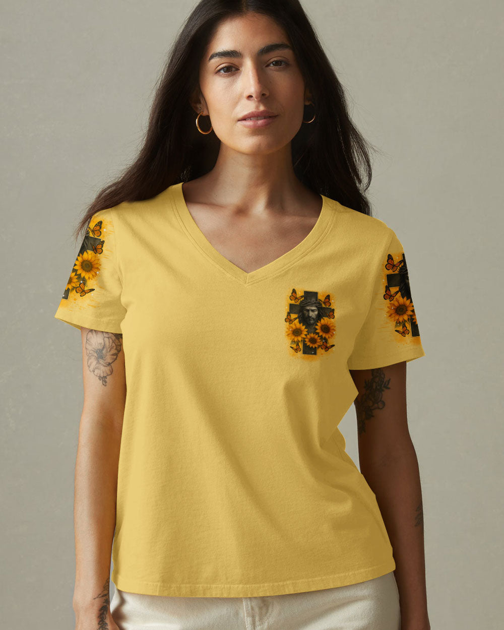 Jesus Is The Only Reason Cross Sunflower Women's All Over Print Shirt - Tltr1706252