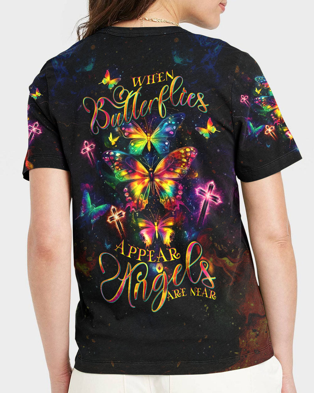 When Butterflies Appear Angels Are Near Women's All Over Print Shirt - Tltw2804252
