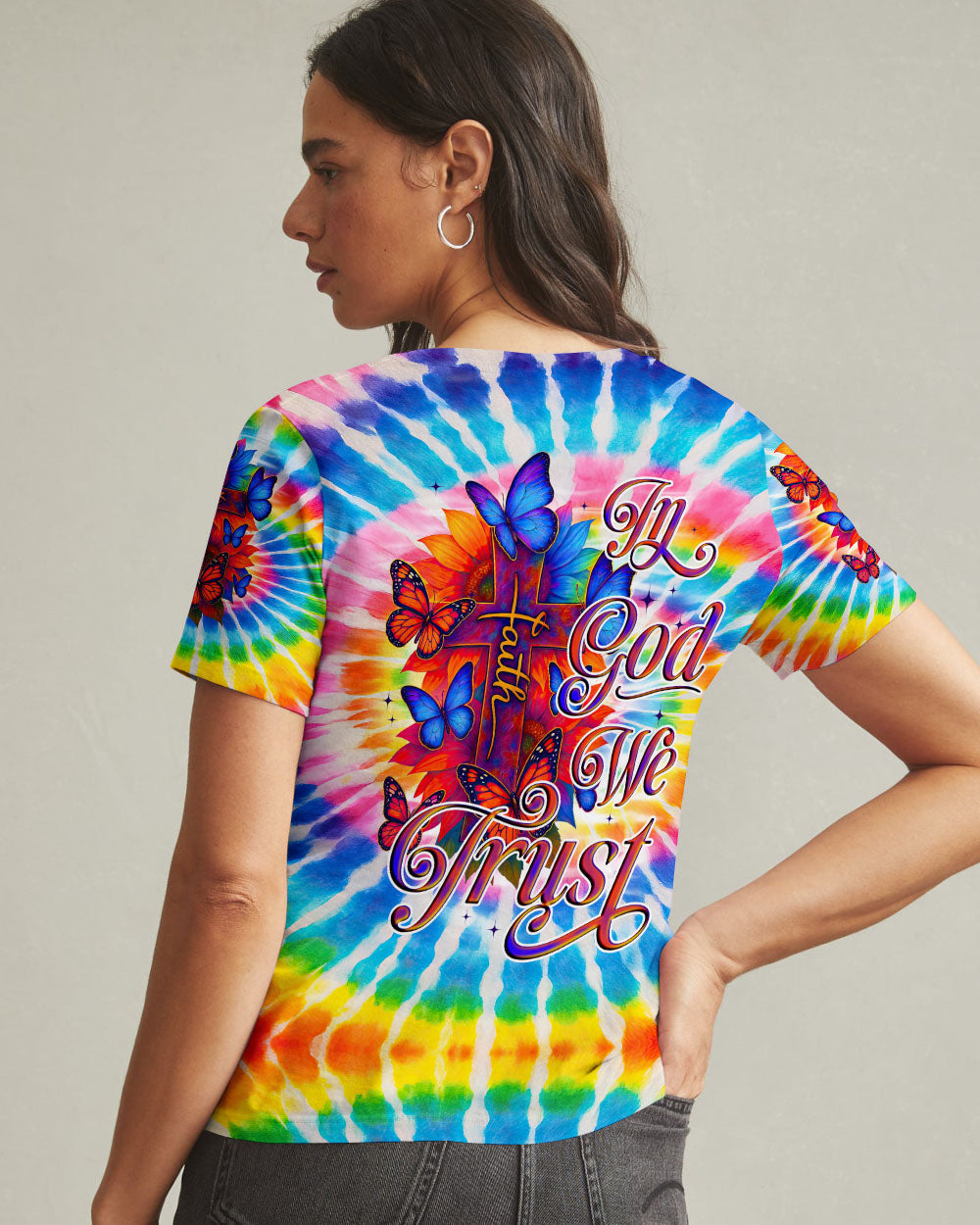 In God We Trust Tie Dye Women's All Over Print Shirt - Tyqy2605252