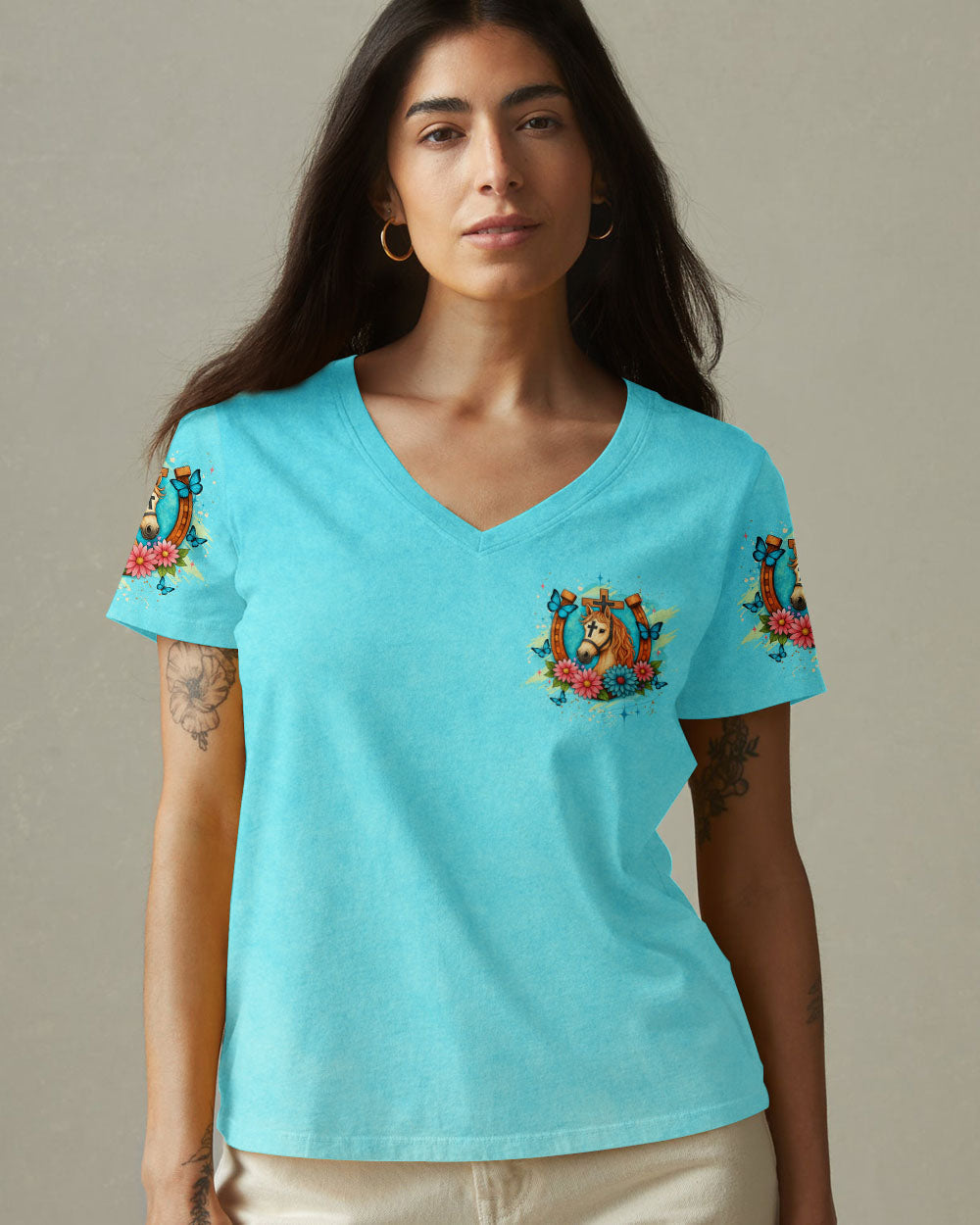 Runs On Jesus And Horses Women's All Over Print Shirt - Yhdu0306252