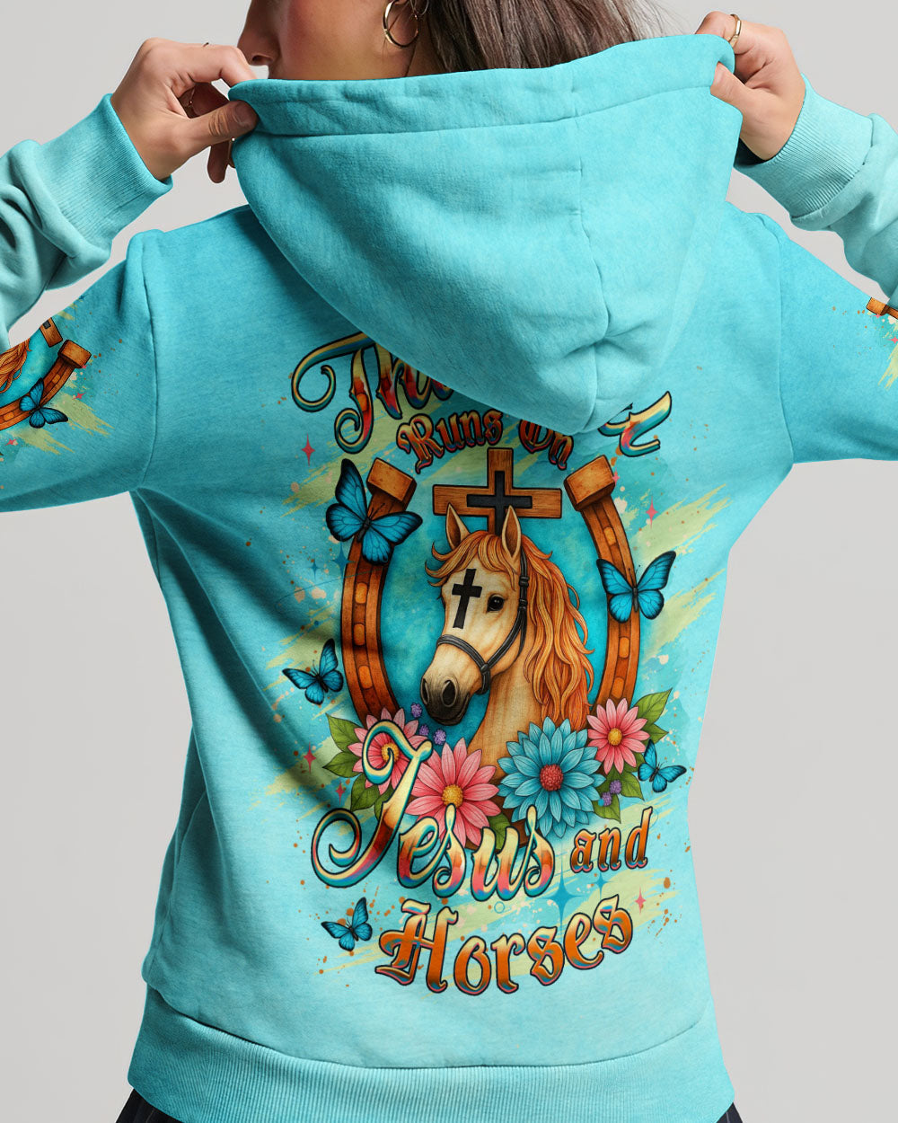 Runs On Jesus And Horses Women's All Over Print Shirt - Yhdu0306252