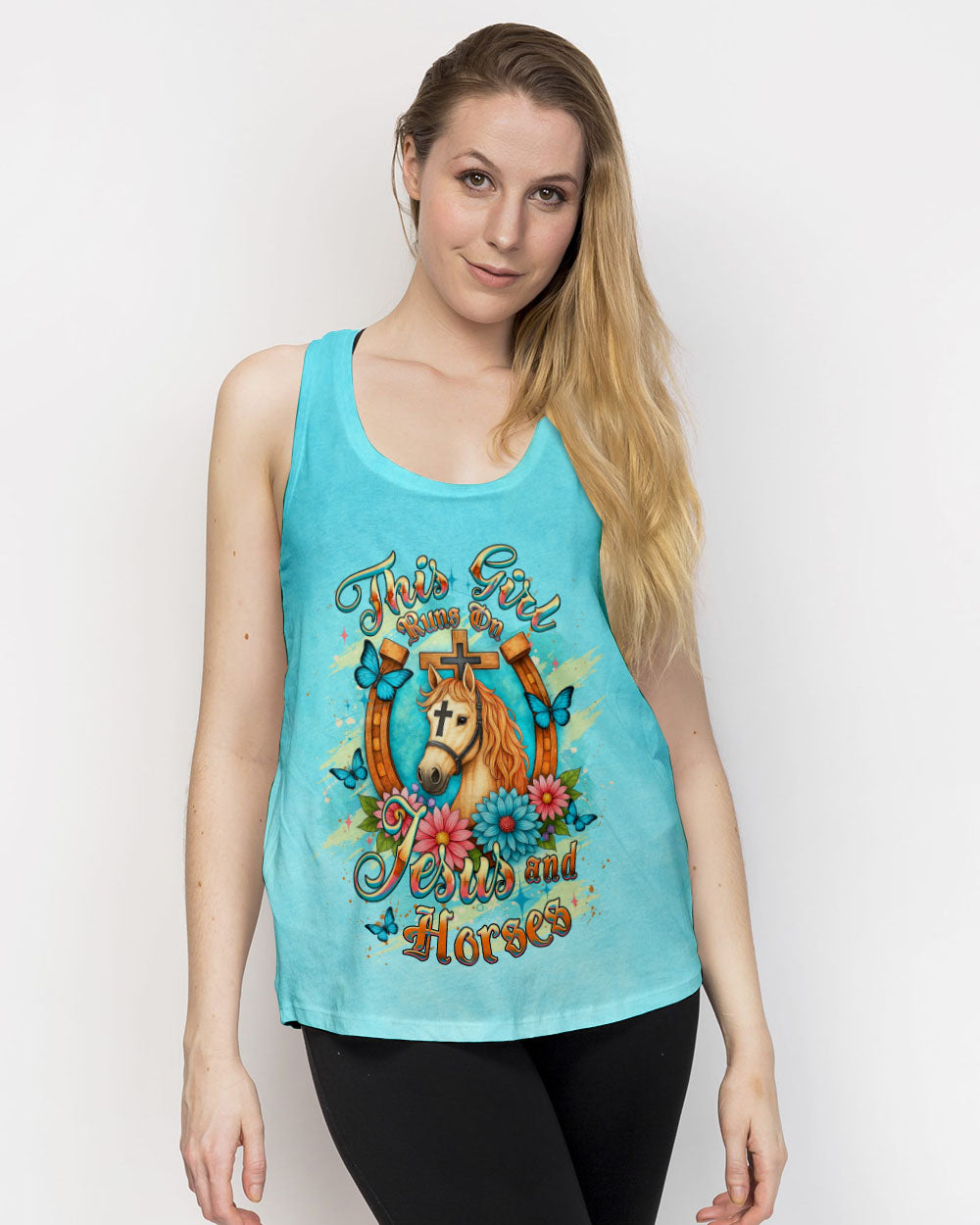 Runs On Jesus And Horses Women's All Over Print Shirt - Yhdu0306252