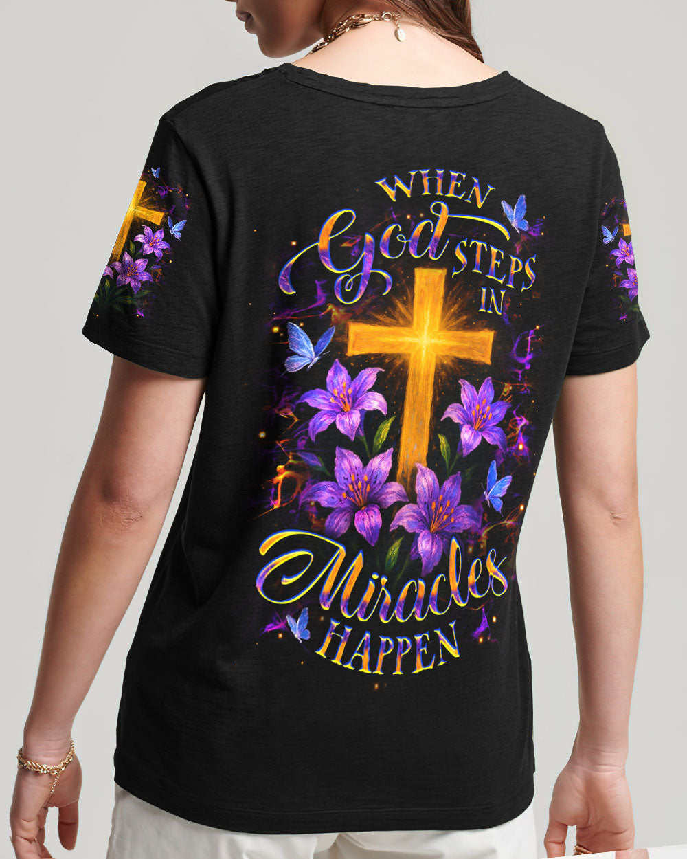When God Steps In Miracles Happen Women's All Over Print Shirt - Yhdu0605251