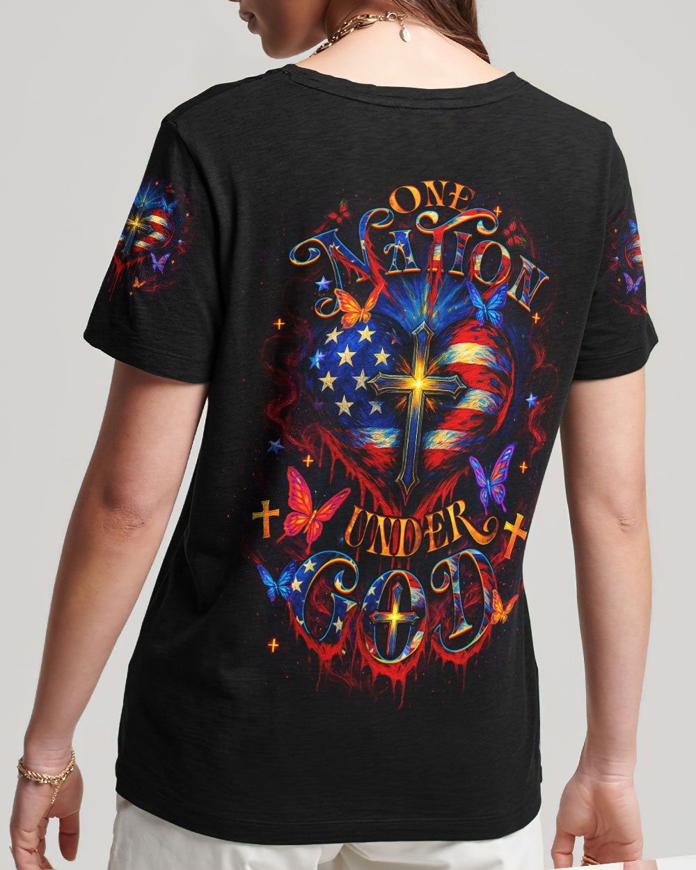 One Nation Under God Warrior Women's All Over Print Shirt - Yhdu1006253