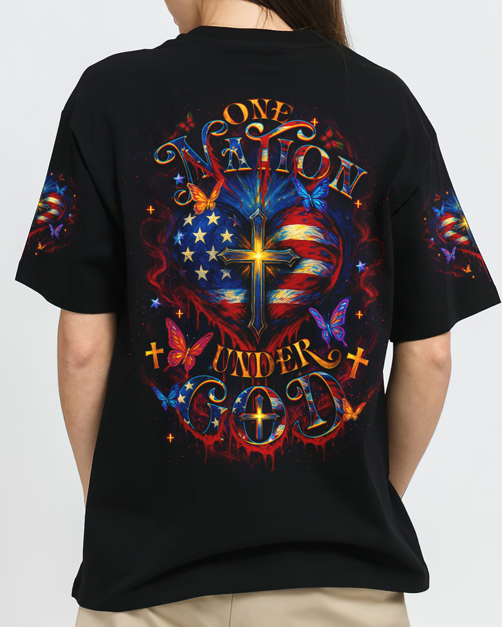 One Nation Under God Warrior Women's All Over Print Shirt - Yhdu1006253