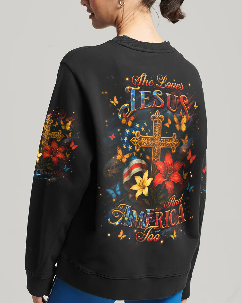 She Loves Jesus And America Too Women's All Over Print Shirt - Yhhg1605253
