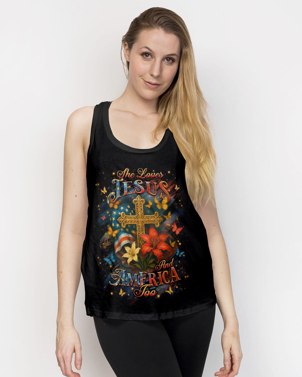 She Loves Jesus And America Too Women's All Over Print Shirt - Yhhg1605253