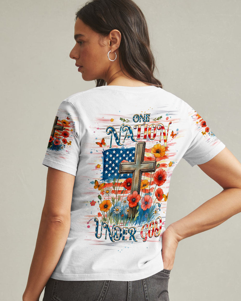 One Nation Under God Women's All Over Print Shirt - Yhhg1906254