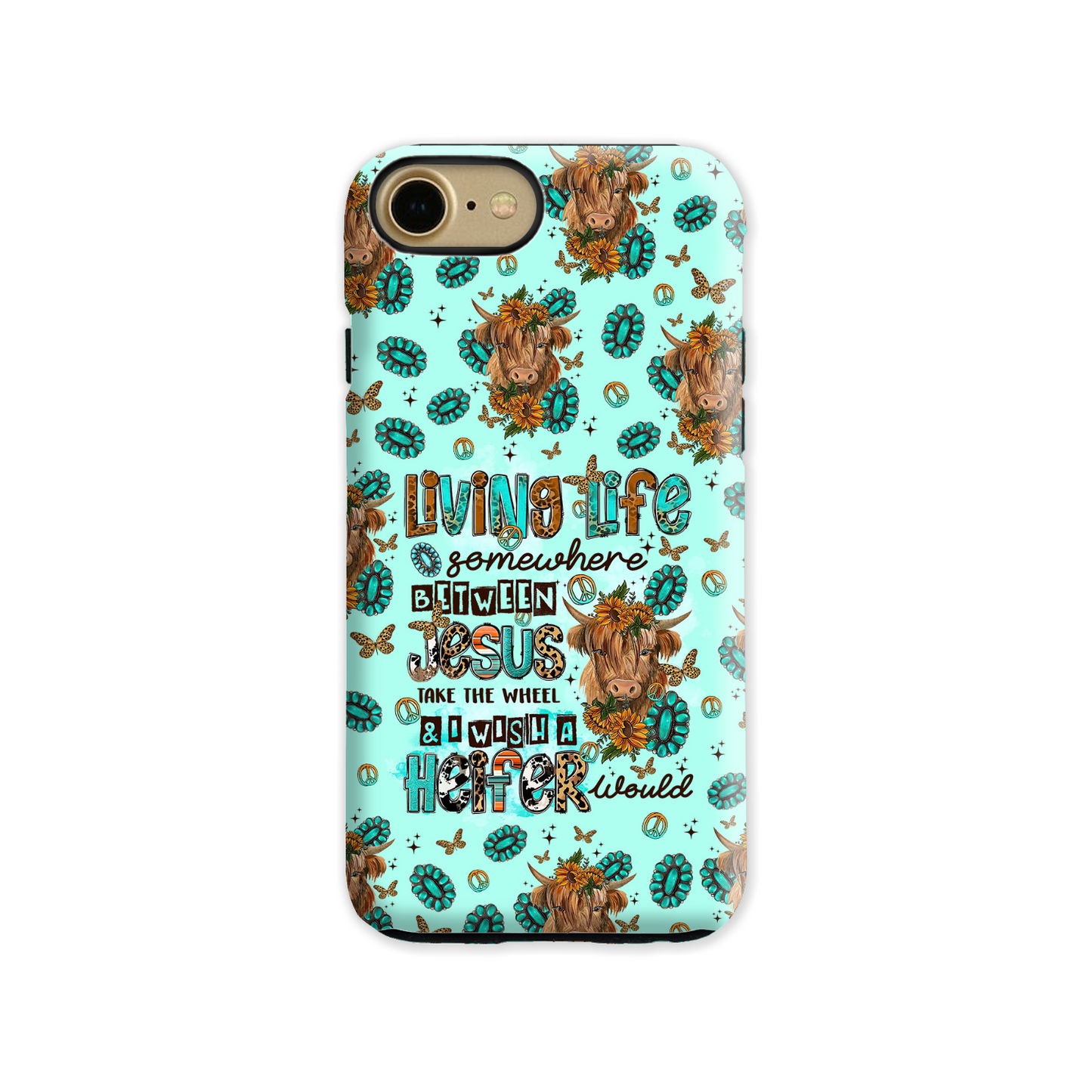 Living Life Somewhere Between Jesus Cow Phone Case - Tltr1309238