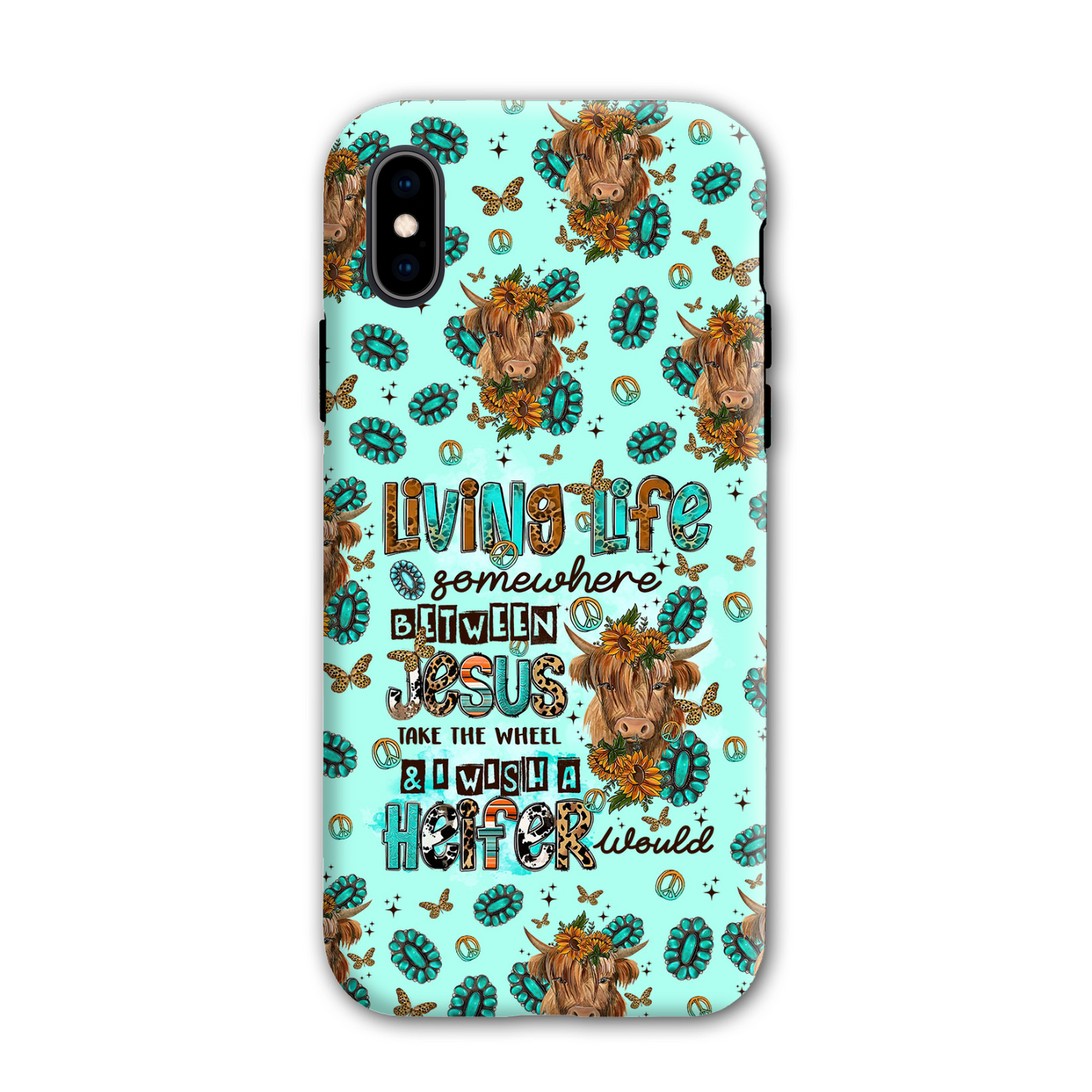 Living Life Somewhere Between Jesus Cow Phone Case - Tltr1309238