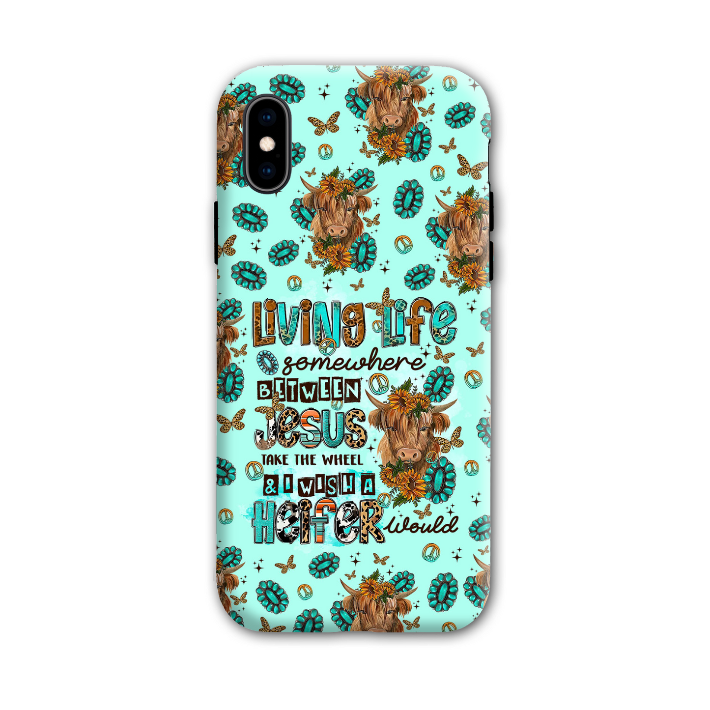 Living Life Somewhere Between Jesus Cow Phone Case - Tltr1309238