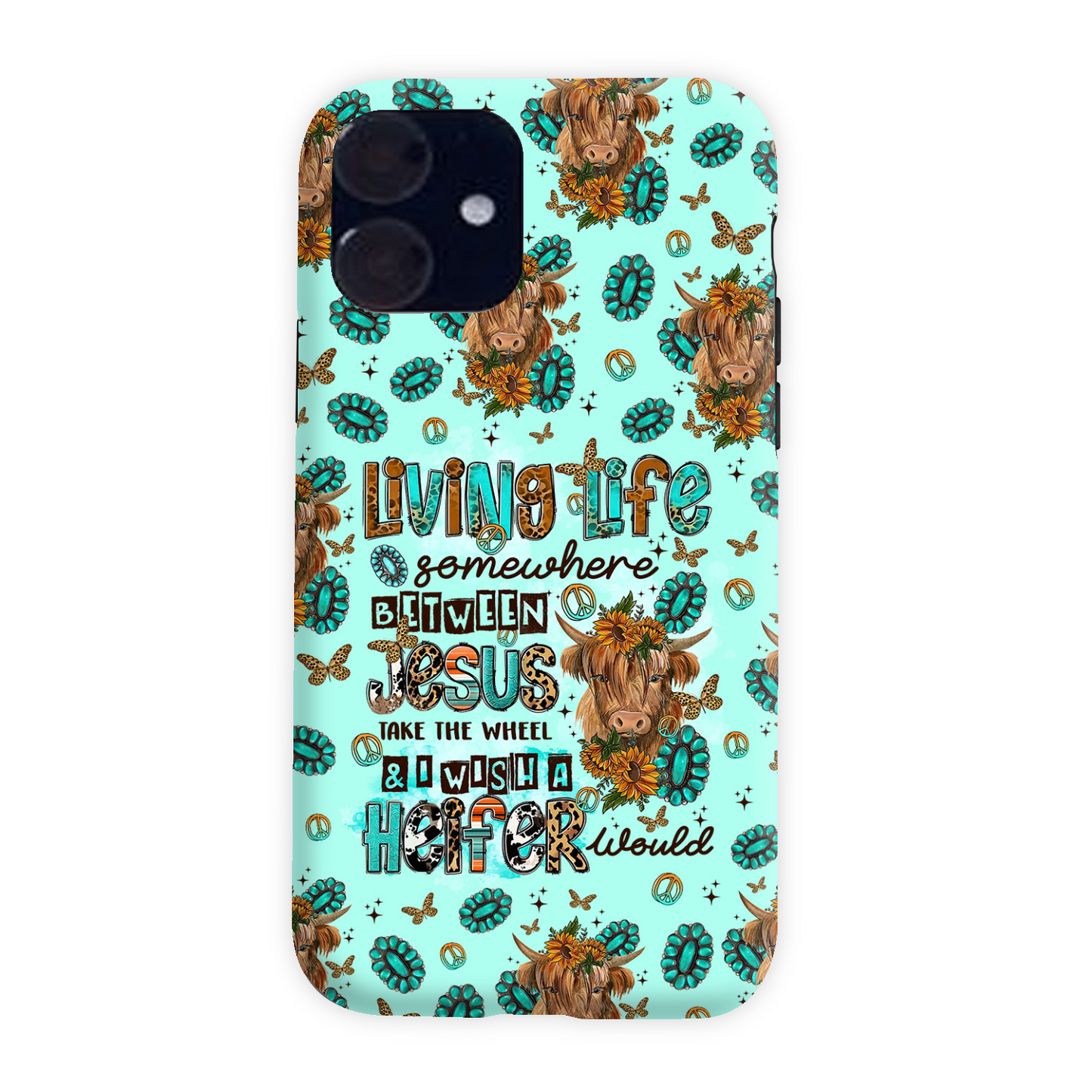 Living Life Somewhere Between Jesus Cow Phone Case - Tltr1309238