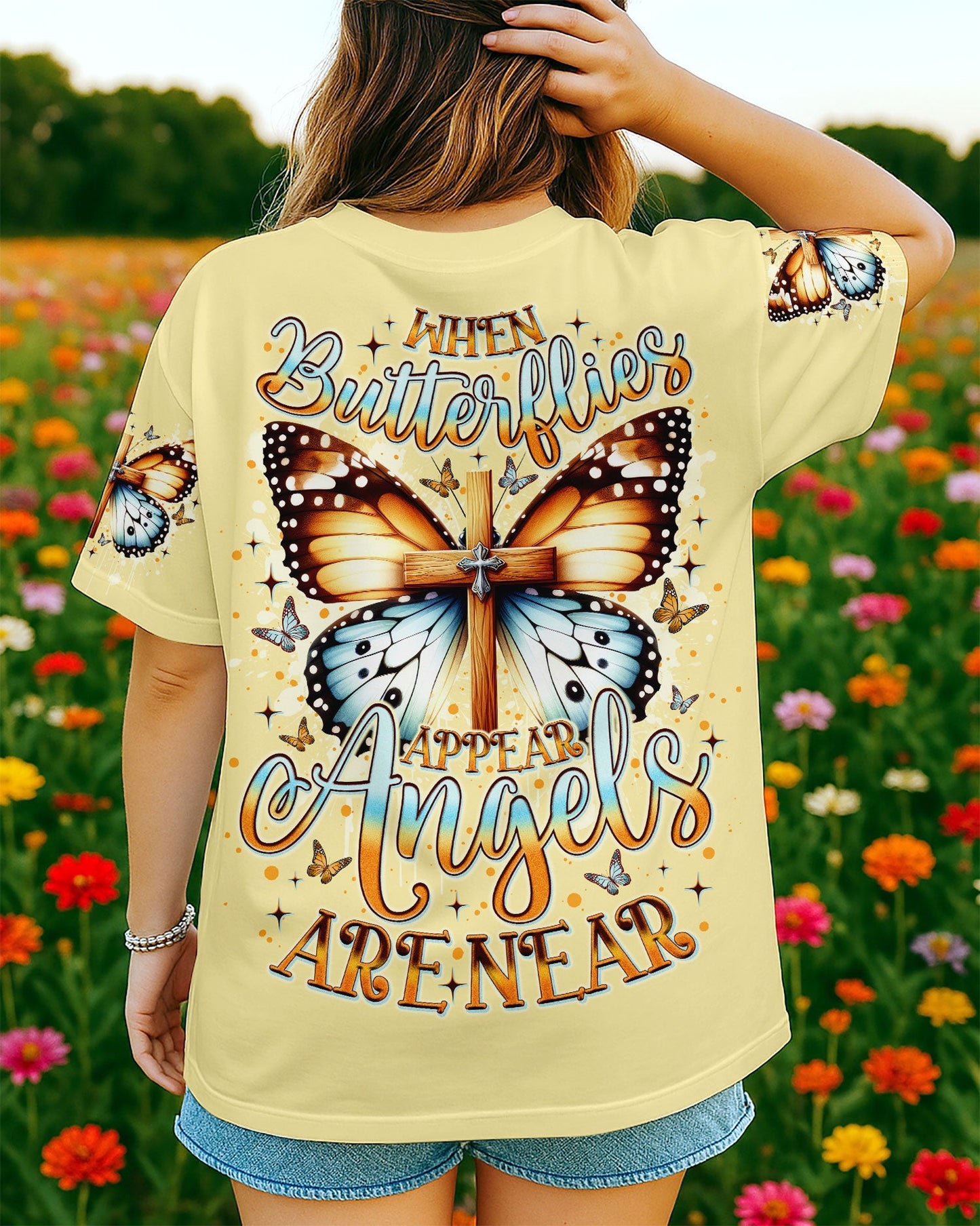 When Butterflies Appear Angels Are Near Women's All Over Print Shirt - Tlno0805251