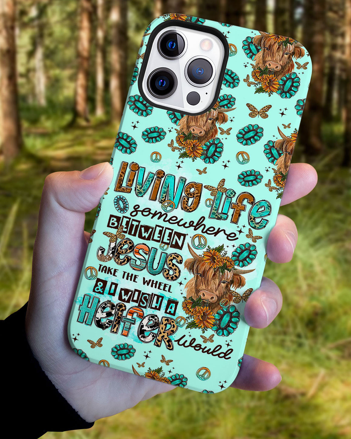Living Life Somewhere Between Jesus Cow Phone Case - Tltr1309238