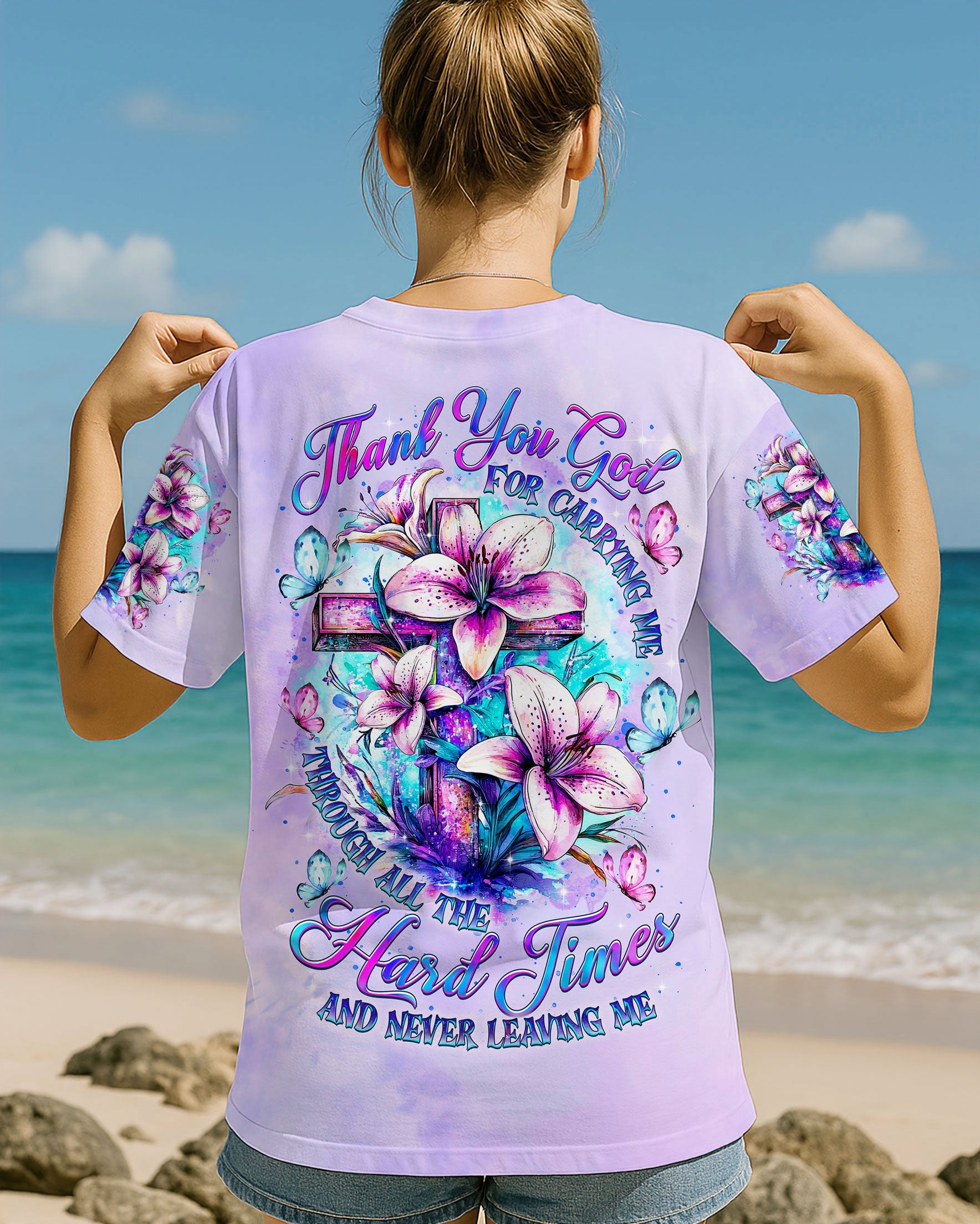 Thank You God For Carrying Me Lilies Women's All Over Print Shirt  - Tltr2005251