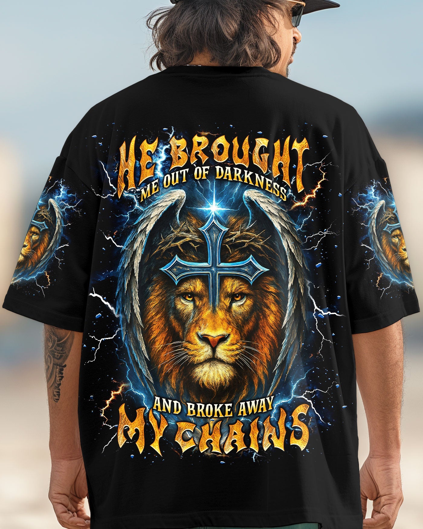He Brought Me Out Of Darkness Lion Wings Men's All Over Print Shirt   - Tlnt1704254
