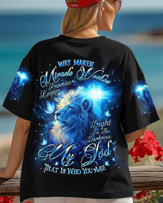 Way Maker Miracle Worker Cross Lion Women's All Over Print Shirt - Tlnt1006252