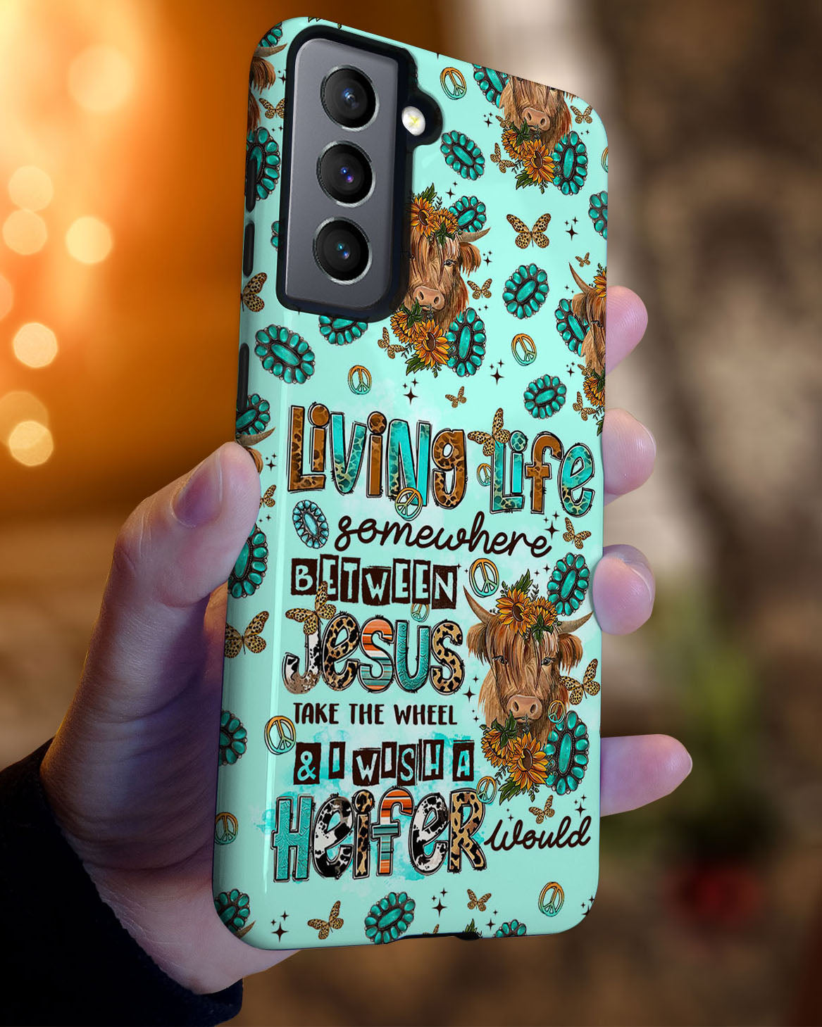 Living Life Somewhere Between Jesus Cow Phone Case - Tltr1309238