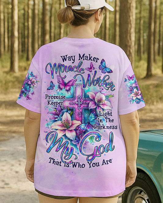 Way Maker Miracle Worker Cross Lilies Women's All Over Print Shirt   - Tltr0206254