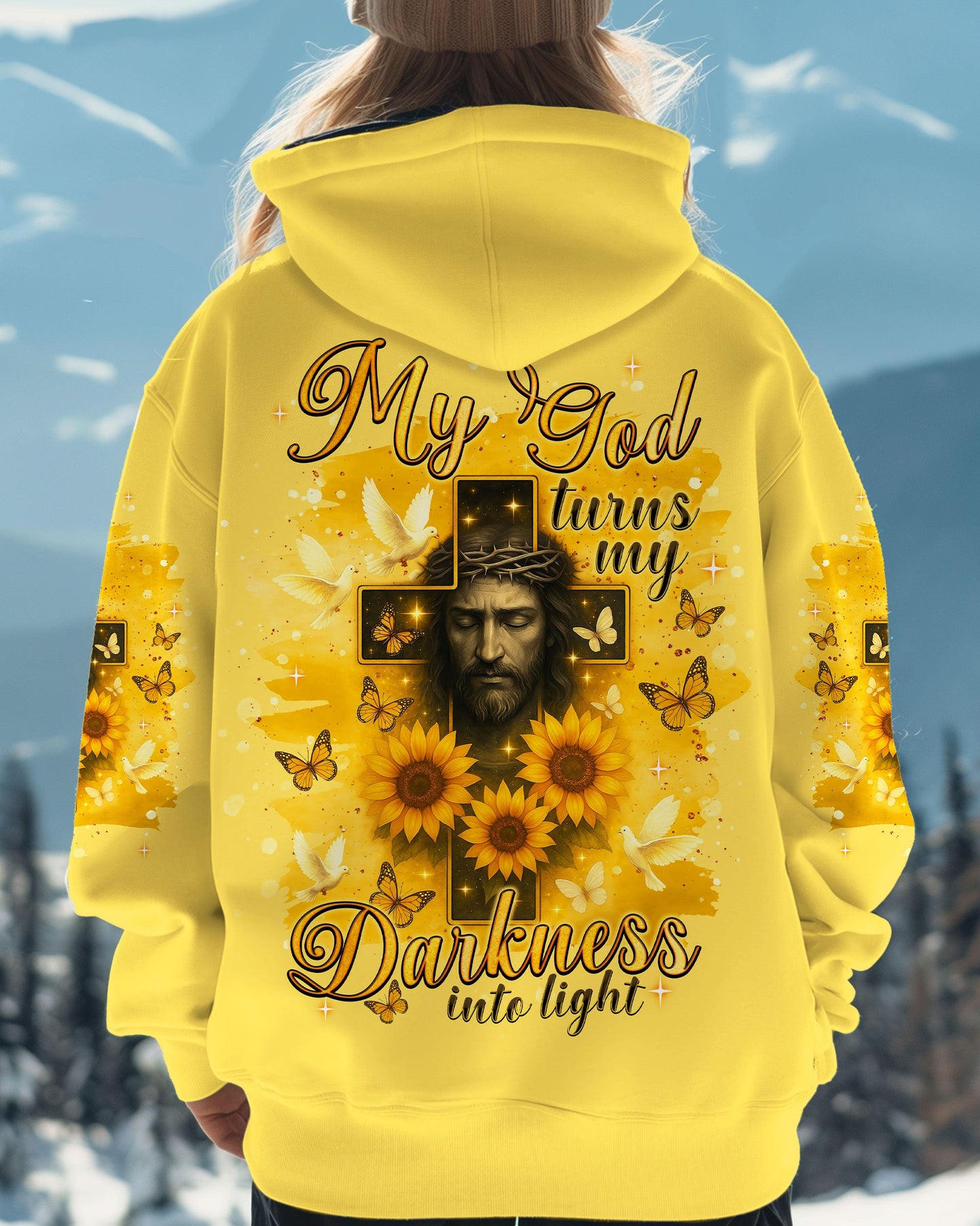 My God Turns My Darkness Into Light Sunflower Women's All Over Print Shirt - Tlnt0606252