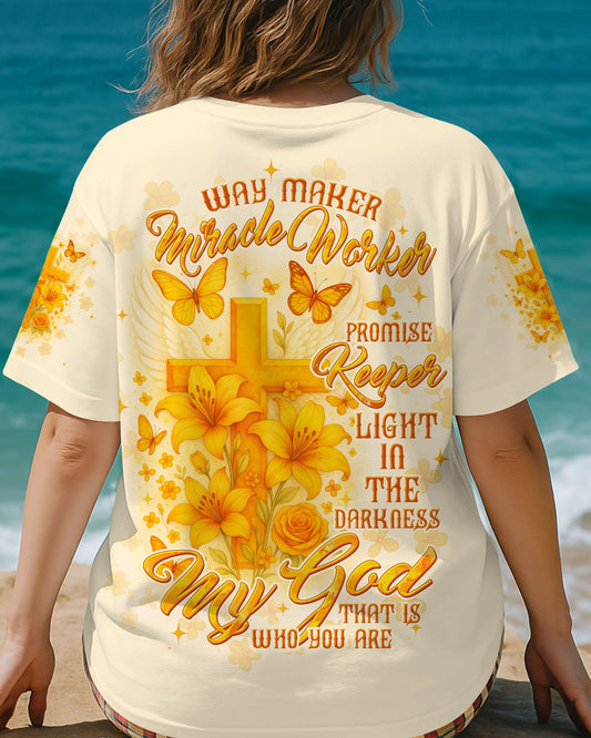 Way Maker Miracle Worker Cross Lilies Women's All Over Print Shirt - Tltw1006254