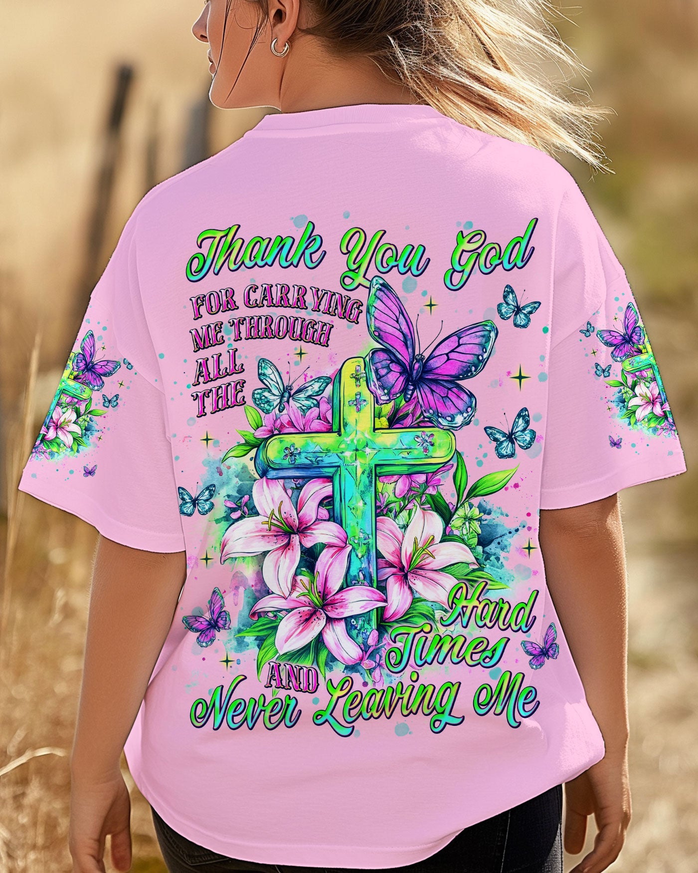 Thank You God For Carrying Me Lilies Women's All Over Print Shirt  - Tlnt2105252