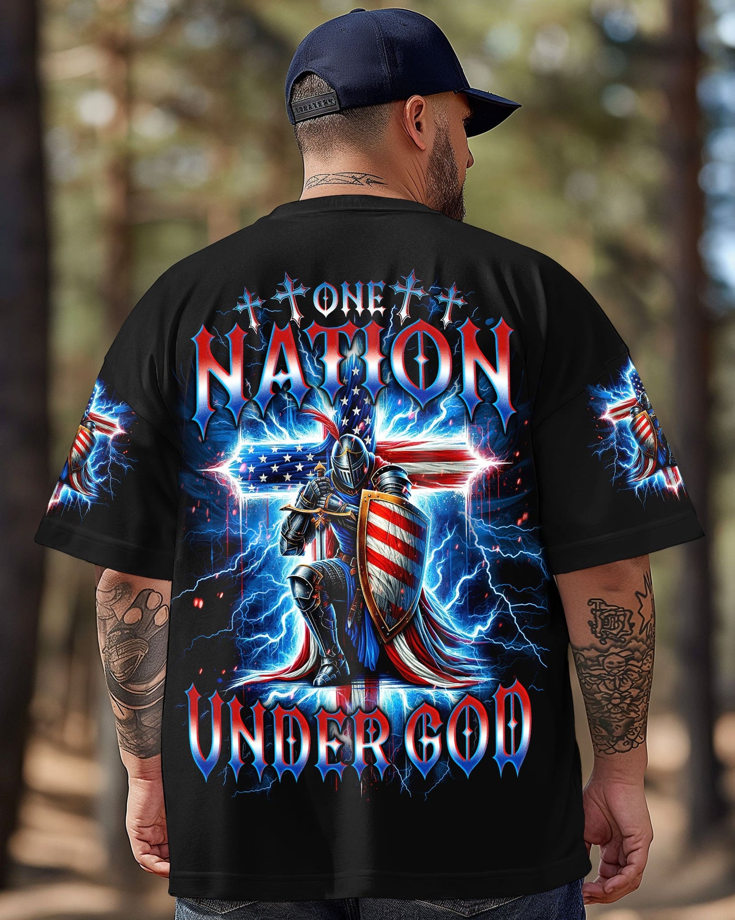One Nation Under God Warrior Men's All Over Print Shirt  -  Tlno1605253