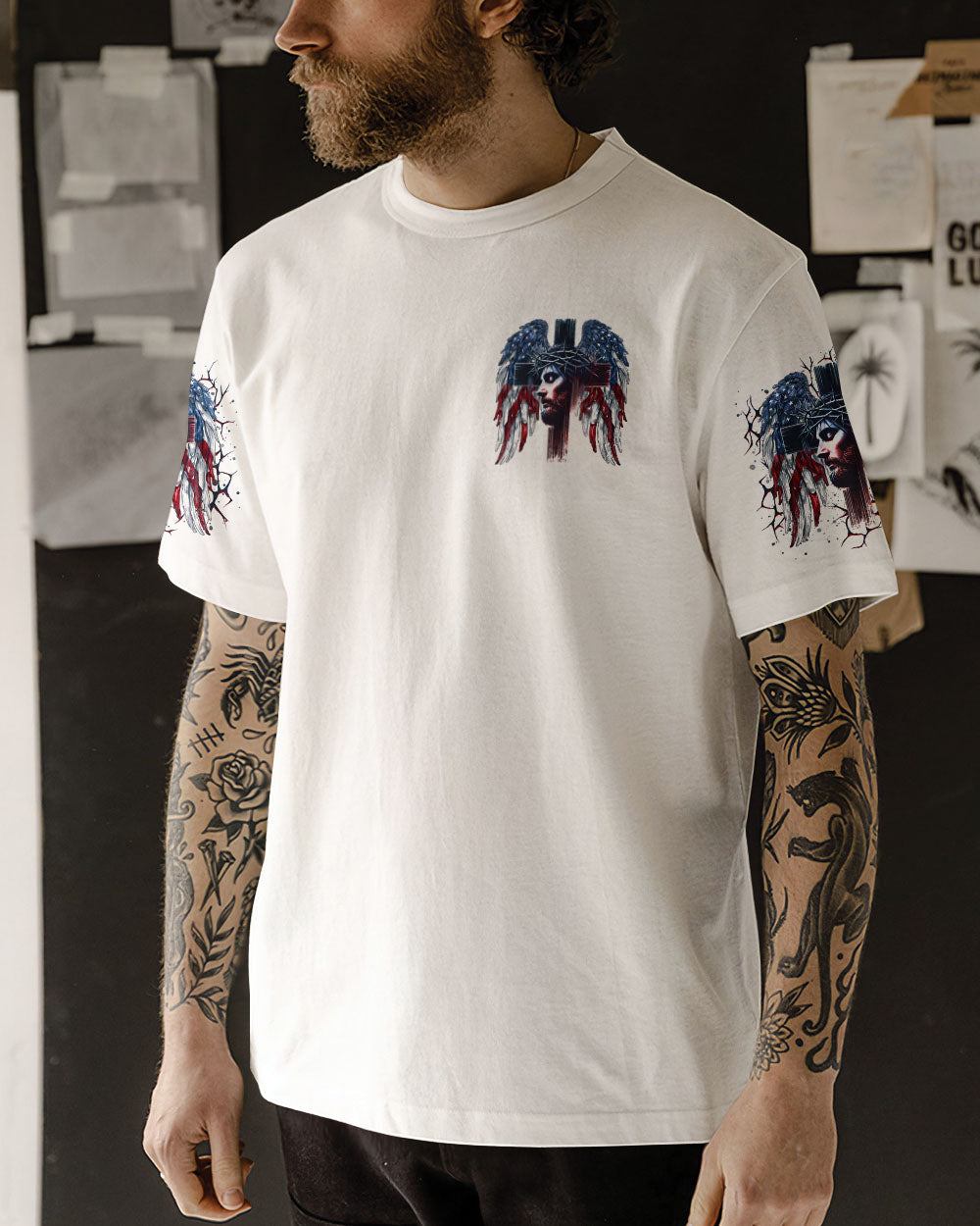 One Nation Under God Wings Men's All Over Print Shirt - Tlno2304252