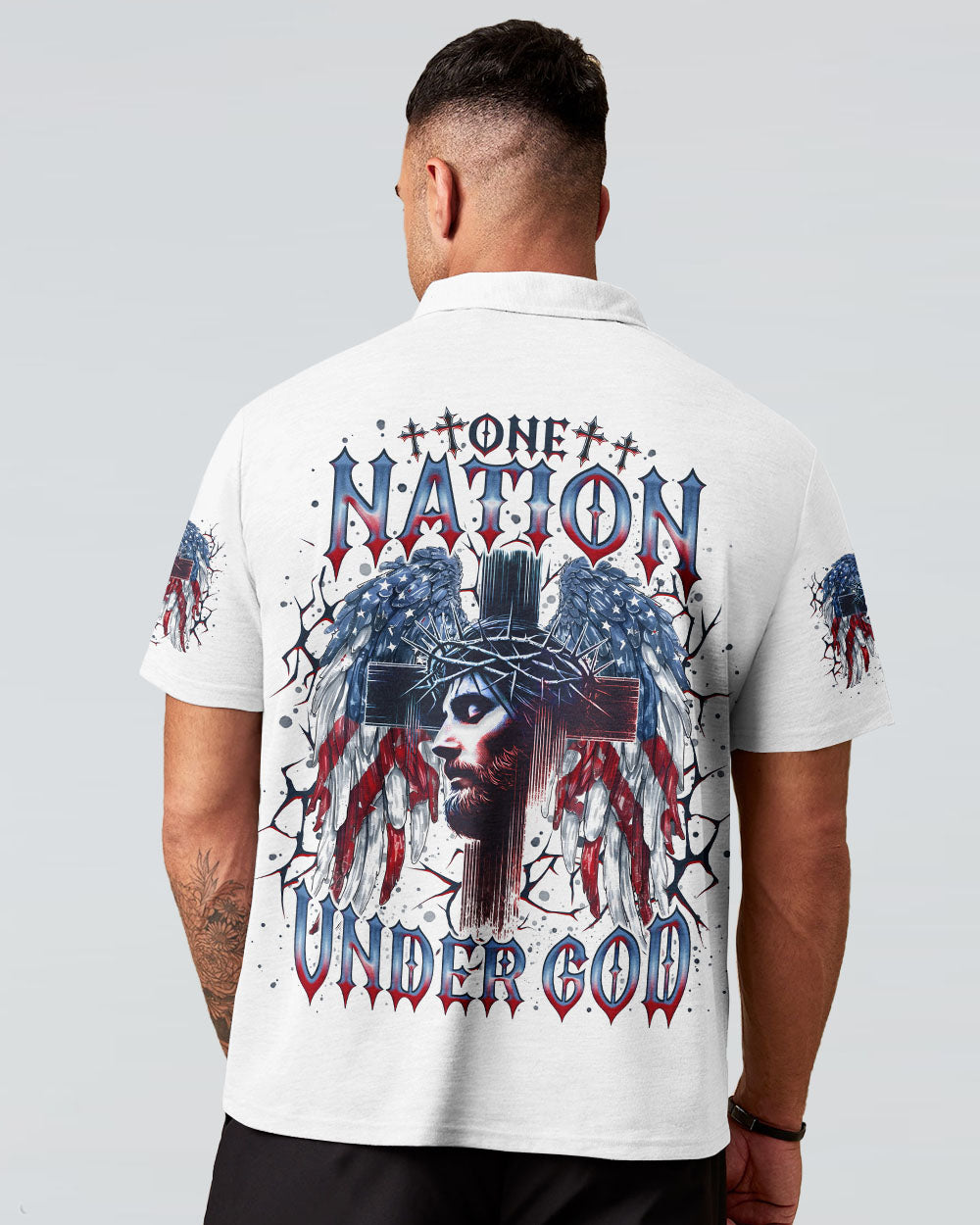 One Nation Under God Wings Men's All Over Print Shirt - Tlno2304252