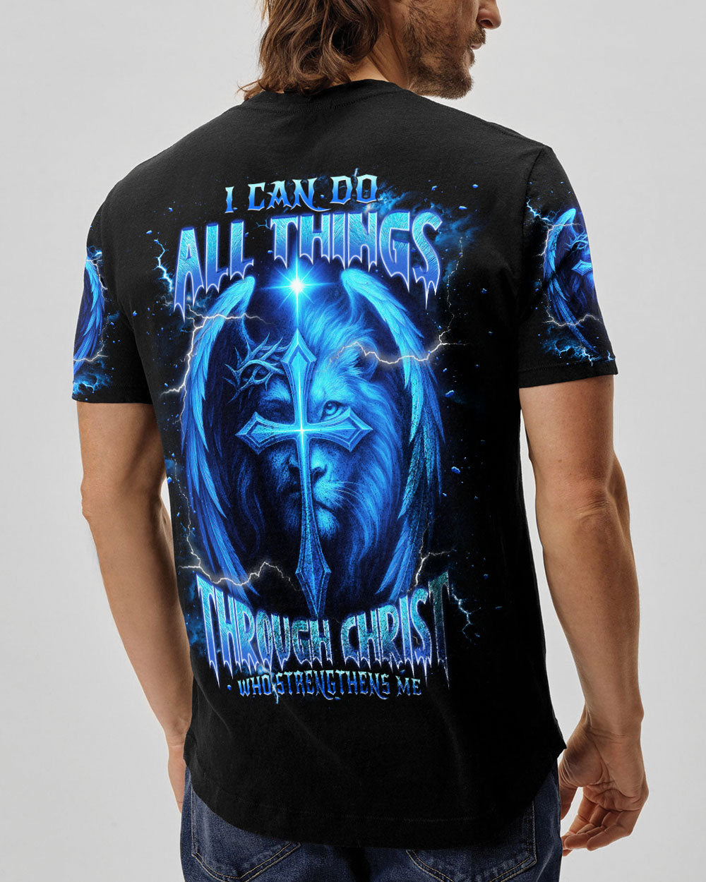 I Can Do All Things Cross Lion Wings Men's All Over Print Shirt  - Tlnt1404252