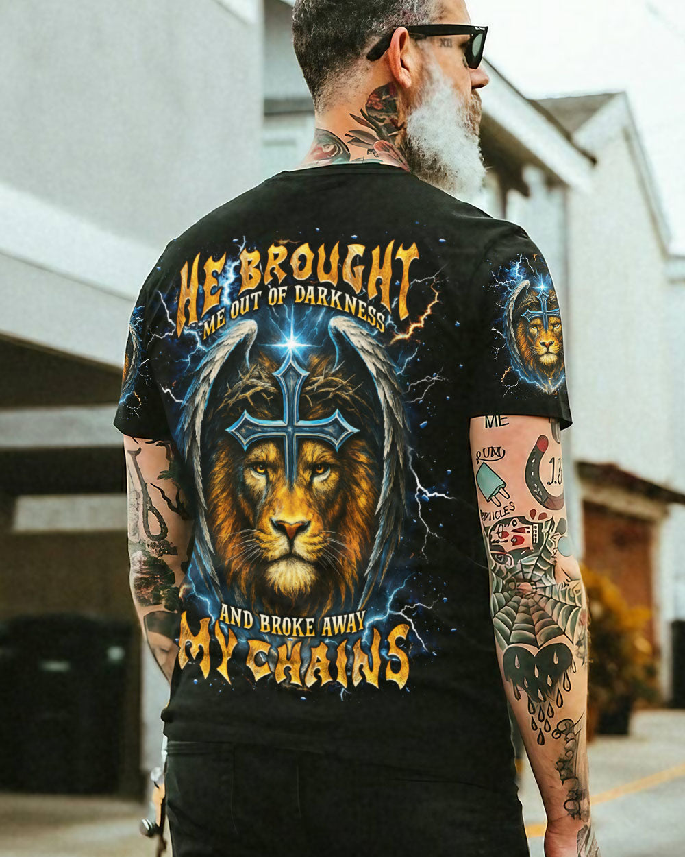 He Brought Me Out Of Darkness Lion Wings Men's All Over Print Shirt   - Tlnt1704254
