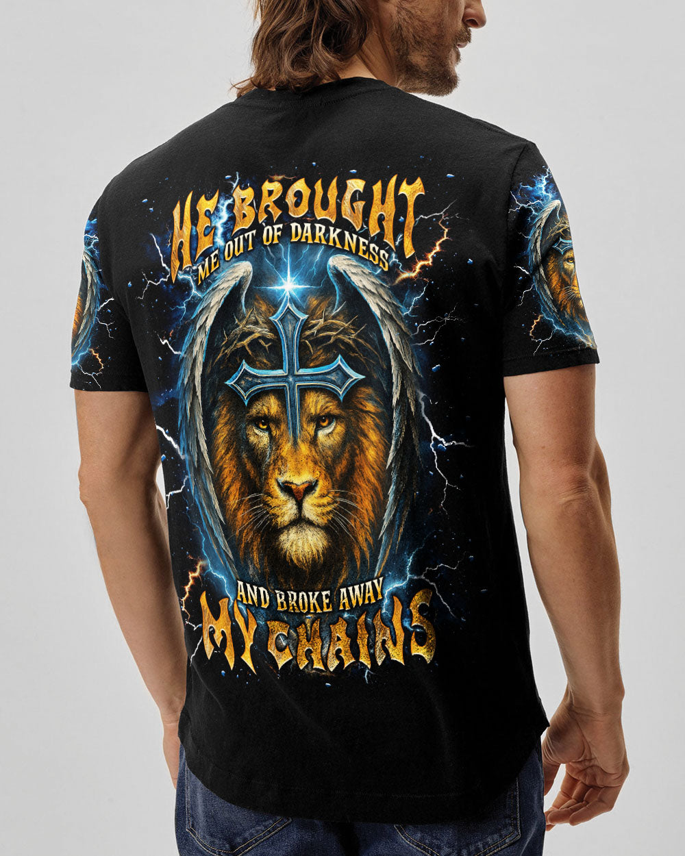 He Brought Me Out Of Darkness Lion Wings Men's All Over Print Shirt   - Tlnt1704254