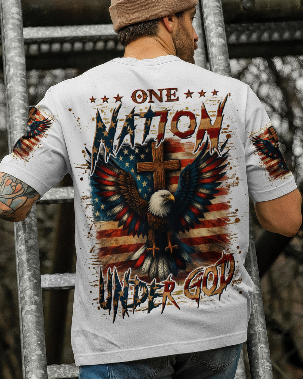 One Nation Under God Eagle Men's All Over Print Shirt - Yhln1106252