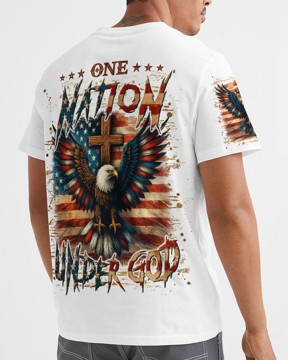 One Nation Under God Eagle Men's All Over Print Shirt - Yhln1106252