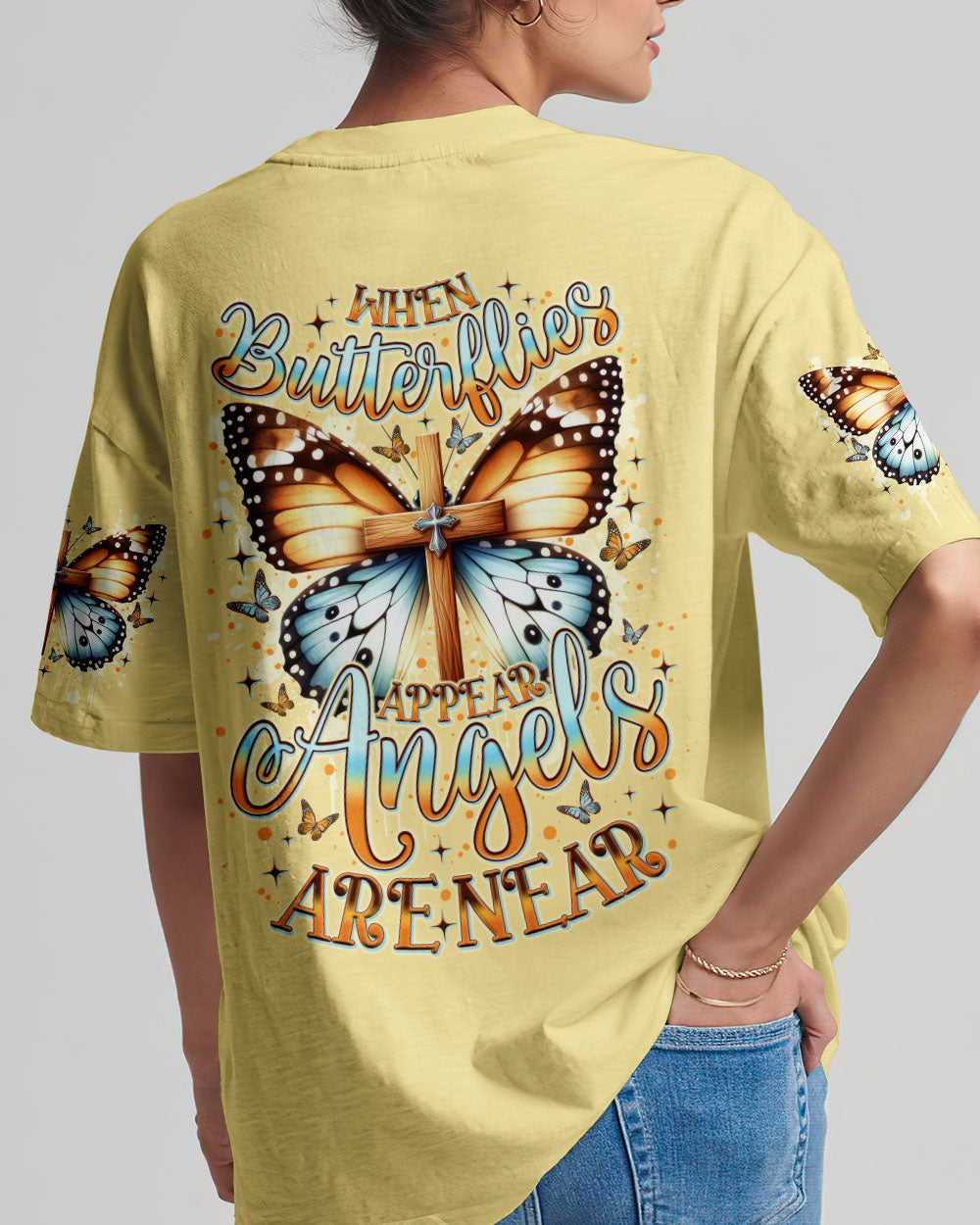 When Butterflies Appear Angels Are Near Women's All Over Print Shirt - Tlno0805251