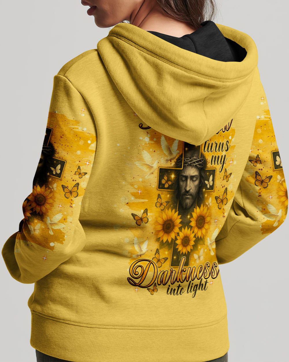 My God Turns My Darkness Into Light Sunflower Women's All Over Print Shirt - Tlnt0606252
