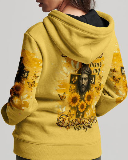 My God Turns My Darkness Into Light Sunflower Women's All Over Print Shirt - Tlnt0606252