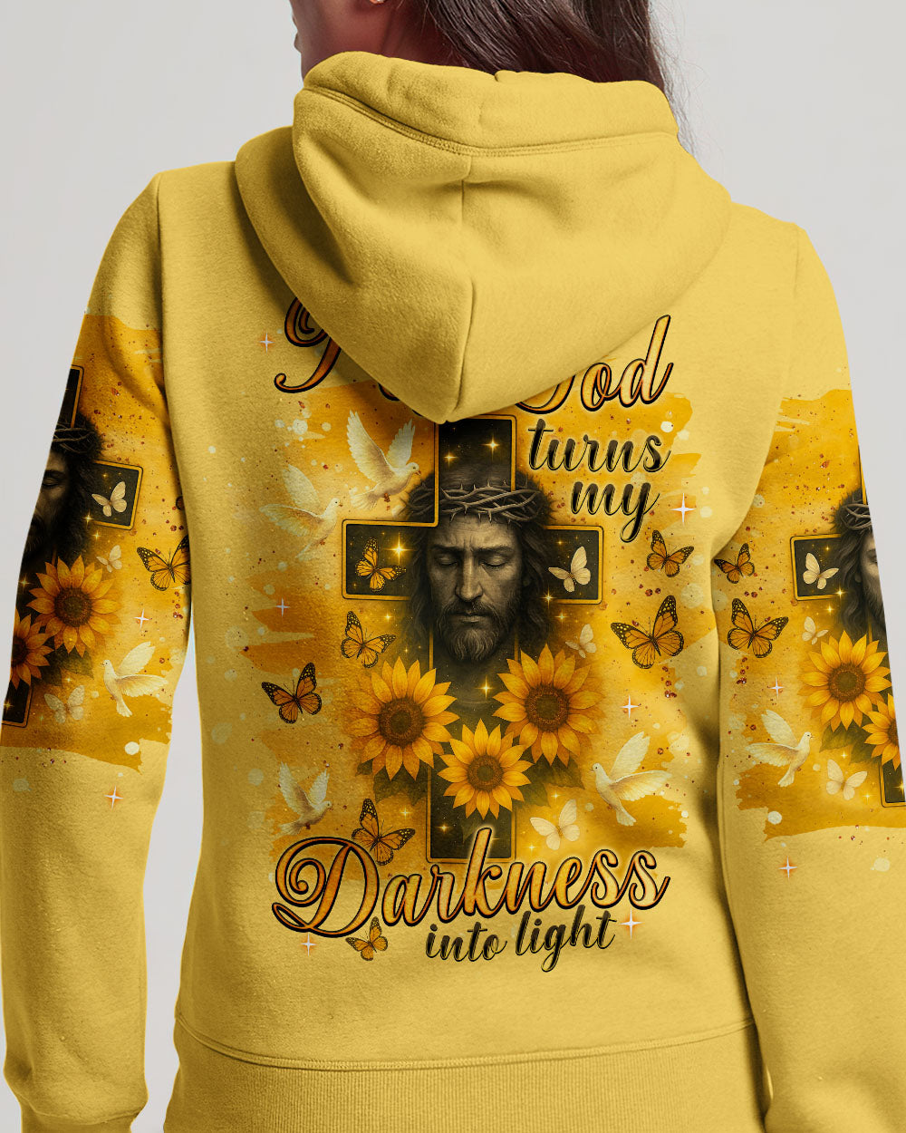 My God Turns My Darkness Into Light Sunflower Women's All Over Print Shirt - Tlnt0606252